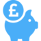 piggy bank symbol in blue